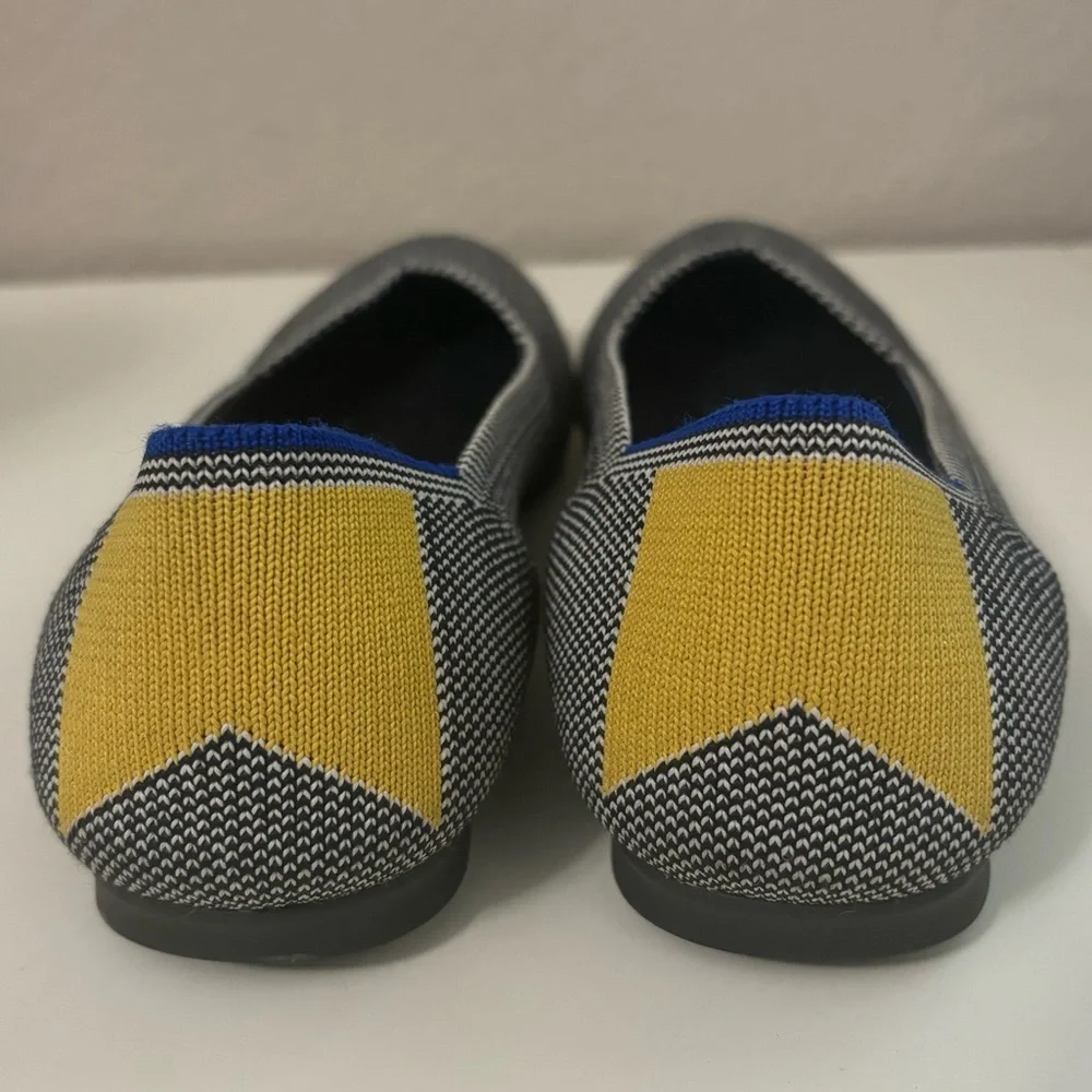Rothy's | The Flat Shale Ribbon‎ Yellow Stripe Round Ballet Flats Shoes Sz 7.5